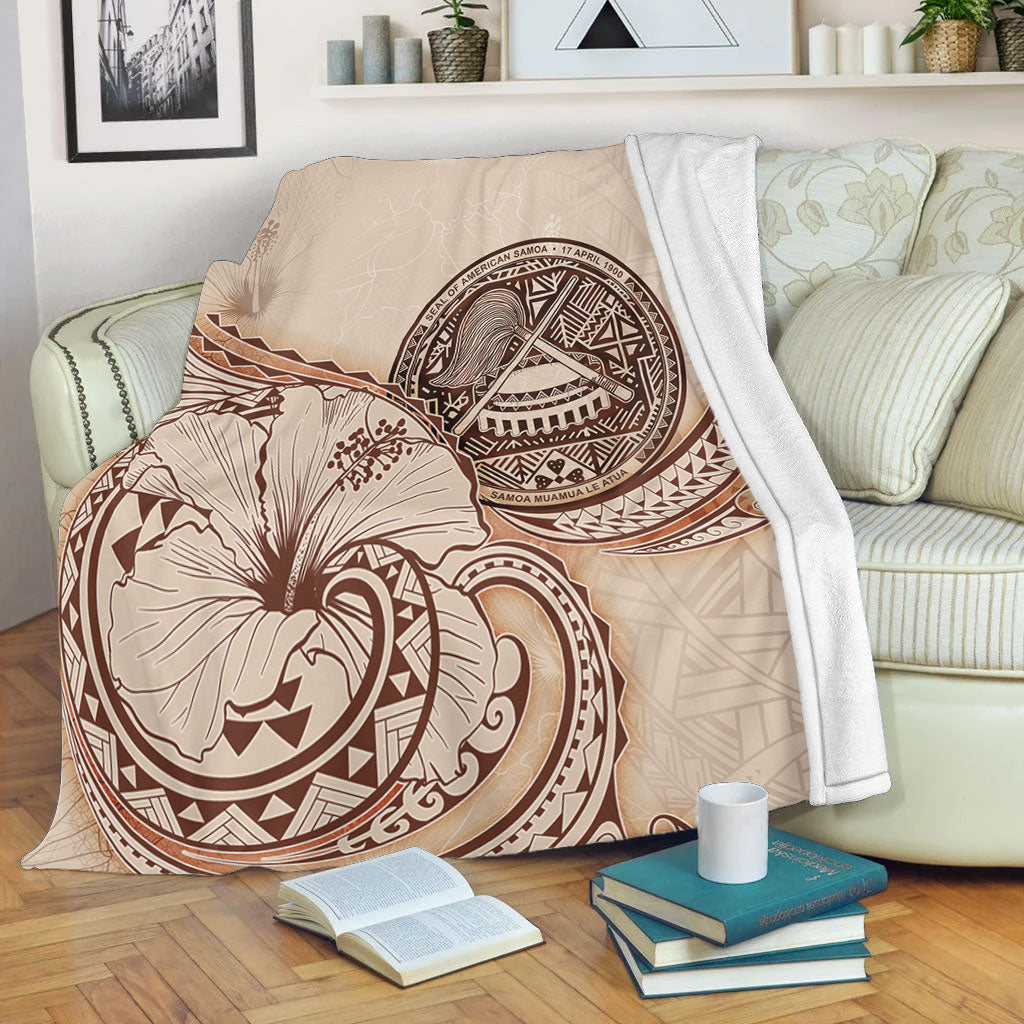 American Samoa Premium Blanket Hibiscus Flower Vintage Style
