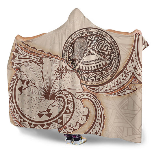 American Samoa Hooded Blanket Hibiscus Flower Vintage Style
