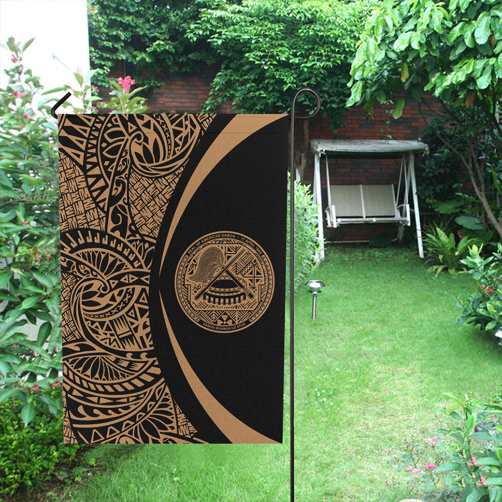 American Samoa Garden Flag Lauhala Circle Gold