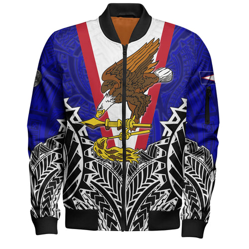 American Samoa Custom Personalised Bomber Jacket American Samoa Flag With Eagle Style