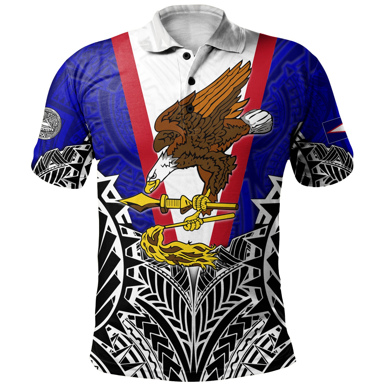 American Samoa Custom Personalised Polo Shirt American Samoa Flag With Eagle Style