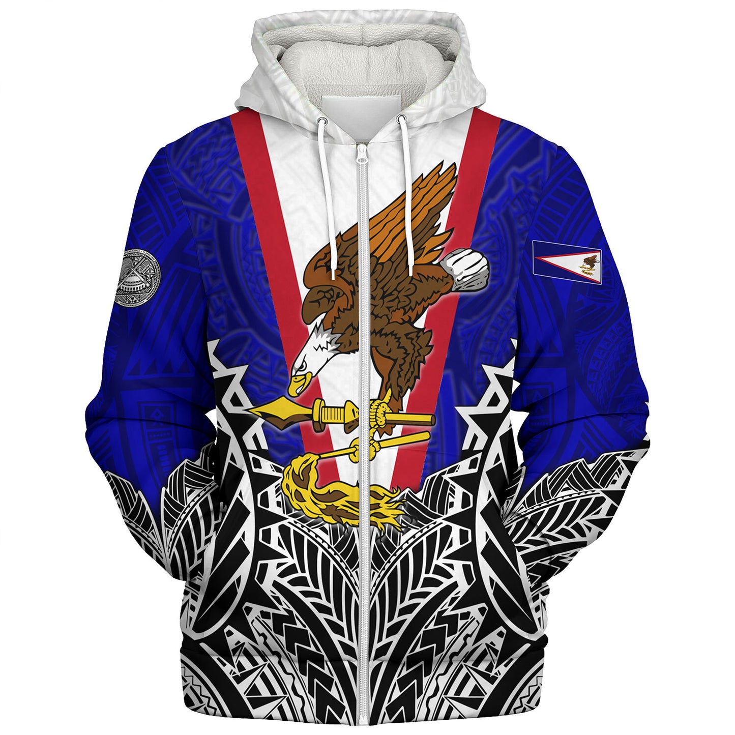 American Samoa Custom Personalised Sherpa Hoodie American Samoa Flag With Eagle Style