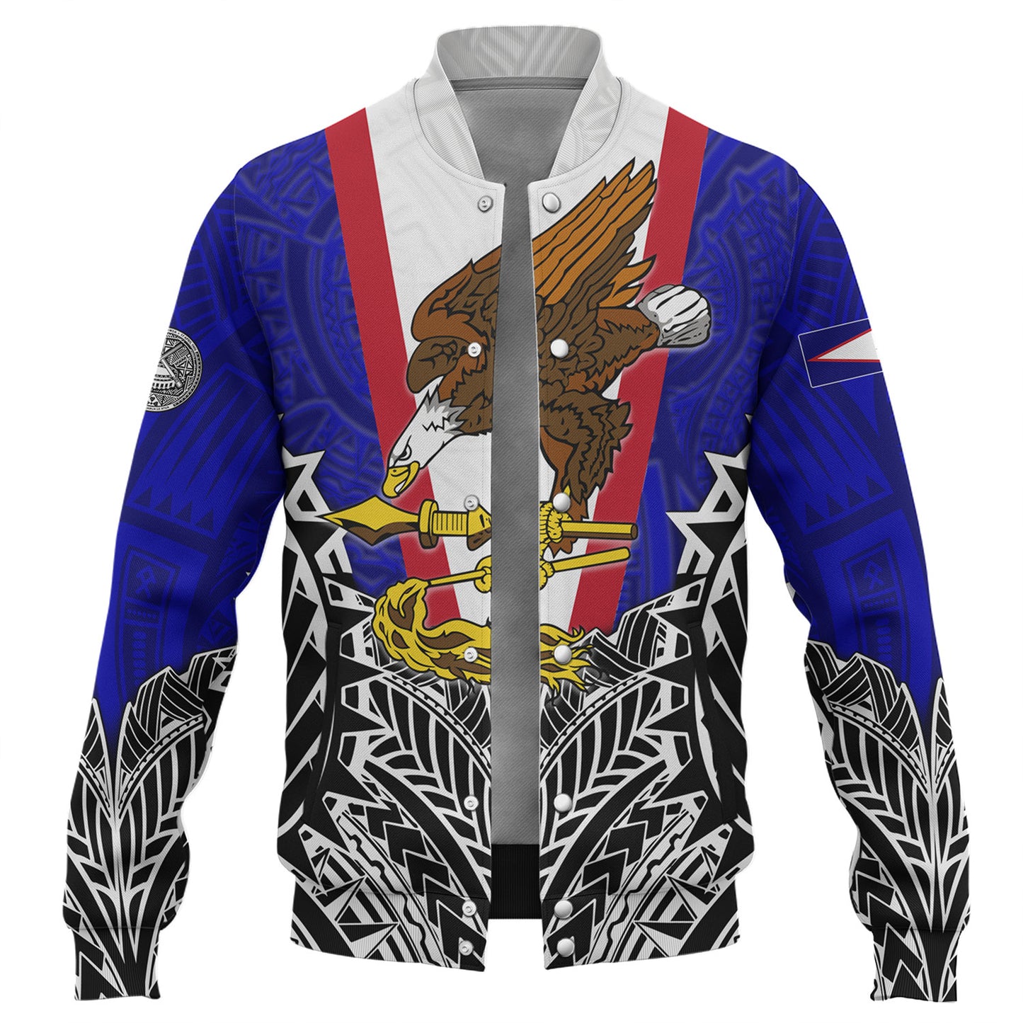 American Samoa Custom Personalised Baseball Jacket American Samoa Flag With Eagle Style