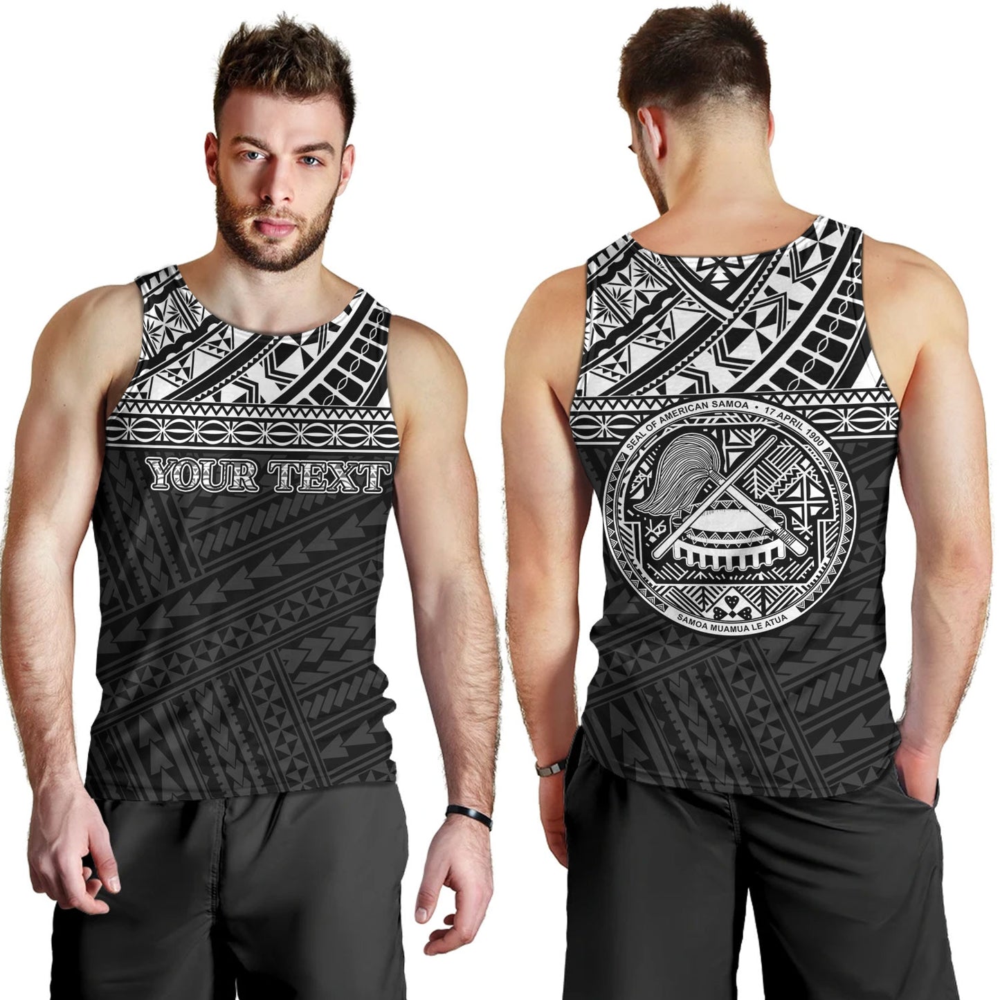 American Samoa Tank Top Custom Polynesian Black Version