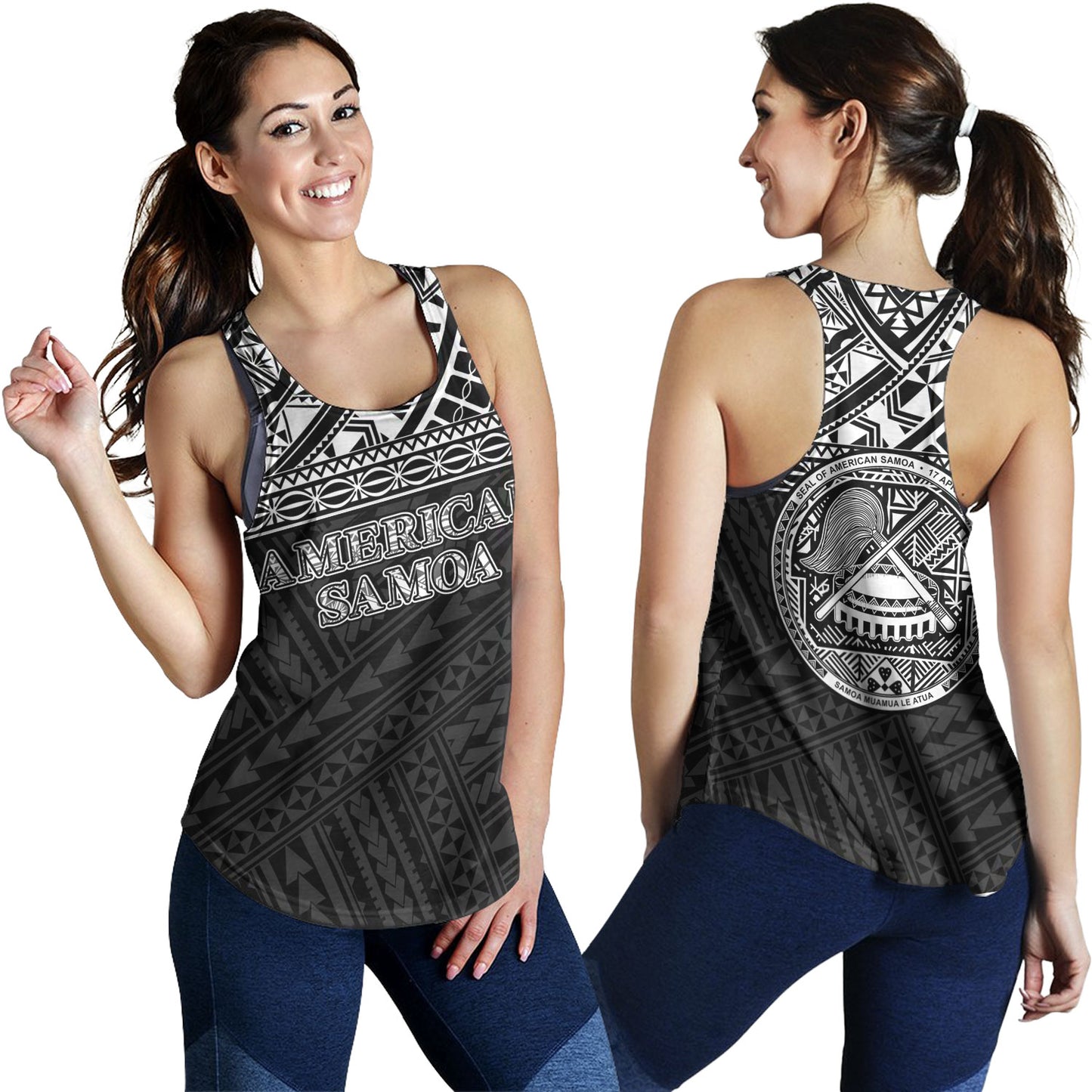 American Samoa Women Tank Custom Polynesian Black Version