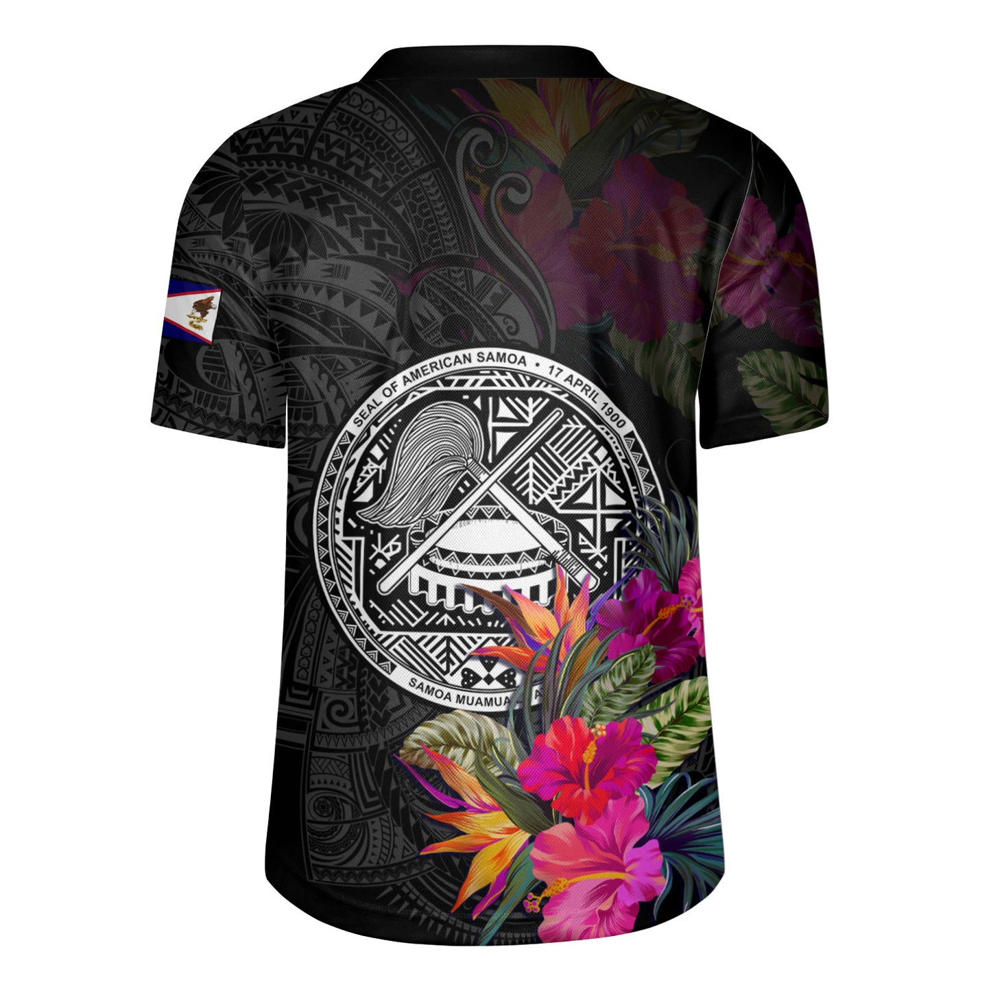 American Samoa Rugby Jersey Custom Polynesian Pattern Tropical Floral Design