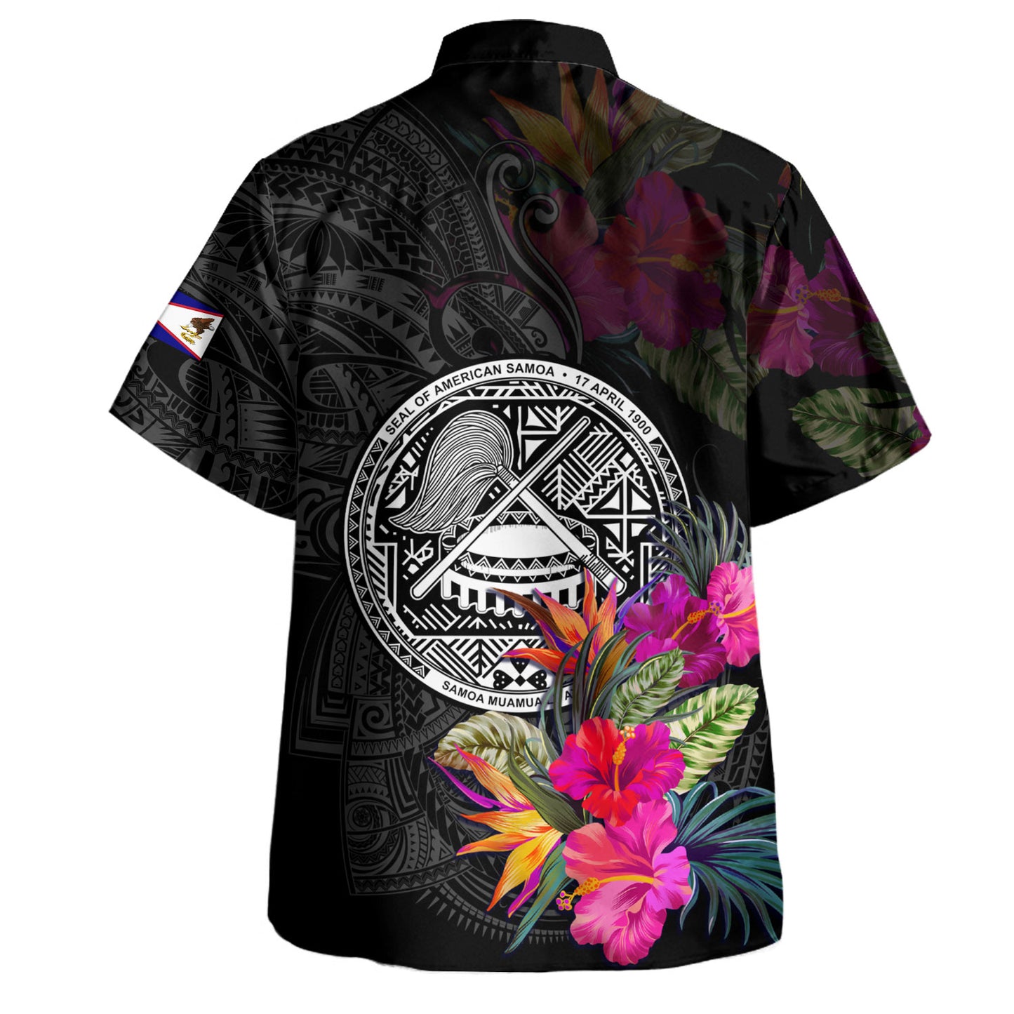 American Samoa Hawaiian Shirt Custom Polynesian Pattern Tropical Floral Design