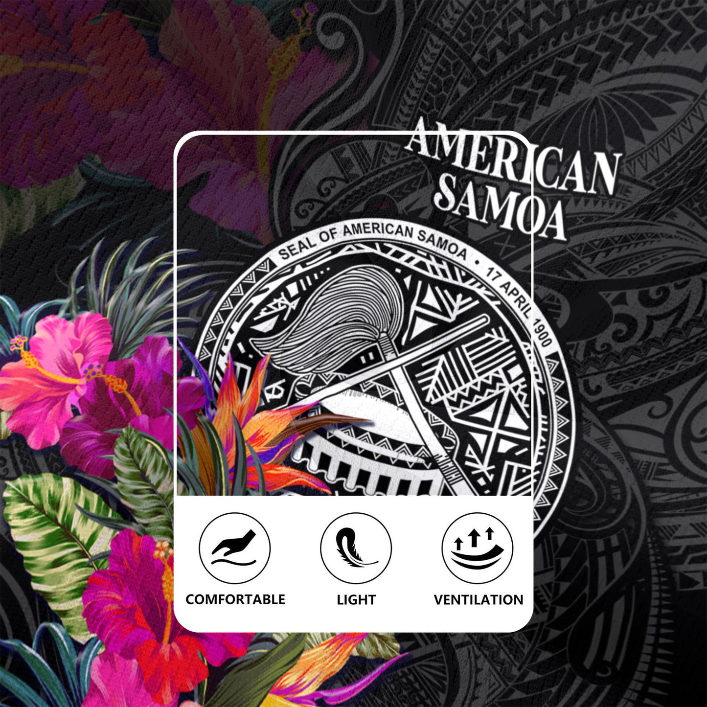 American Samoa Rugby Jersey Custom Polynesian Pattern Tropical Floral Design