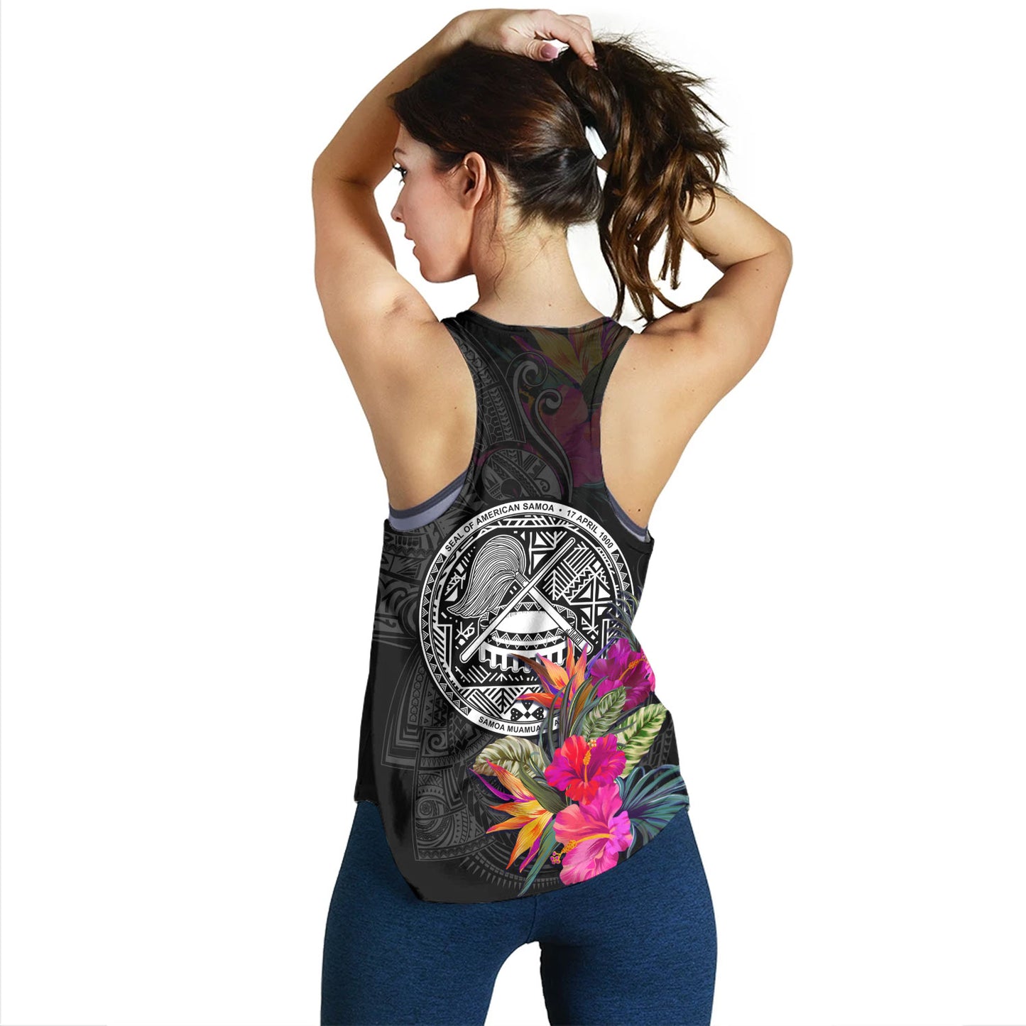 American Samoa Women Tank Custom Polynesian Pattern Tropical Floral Design