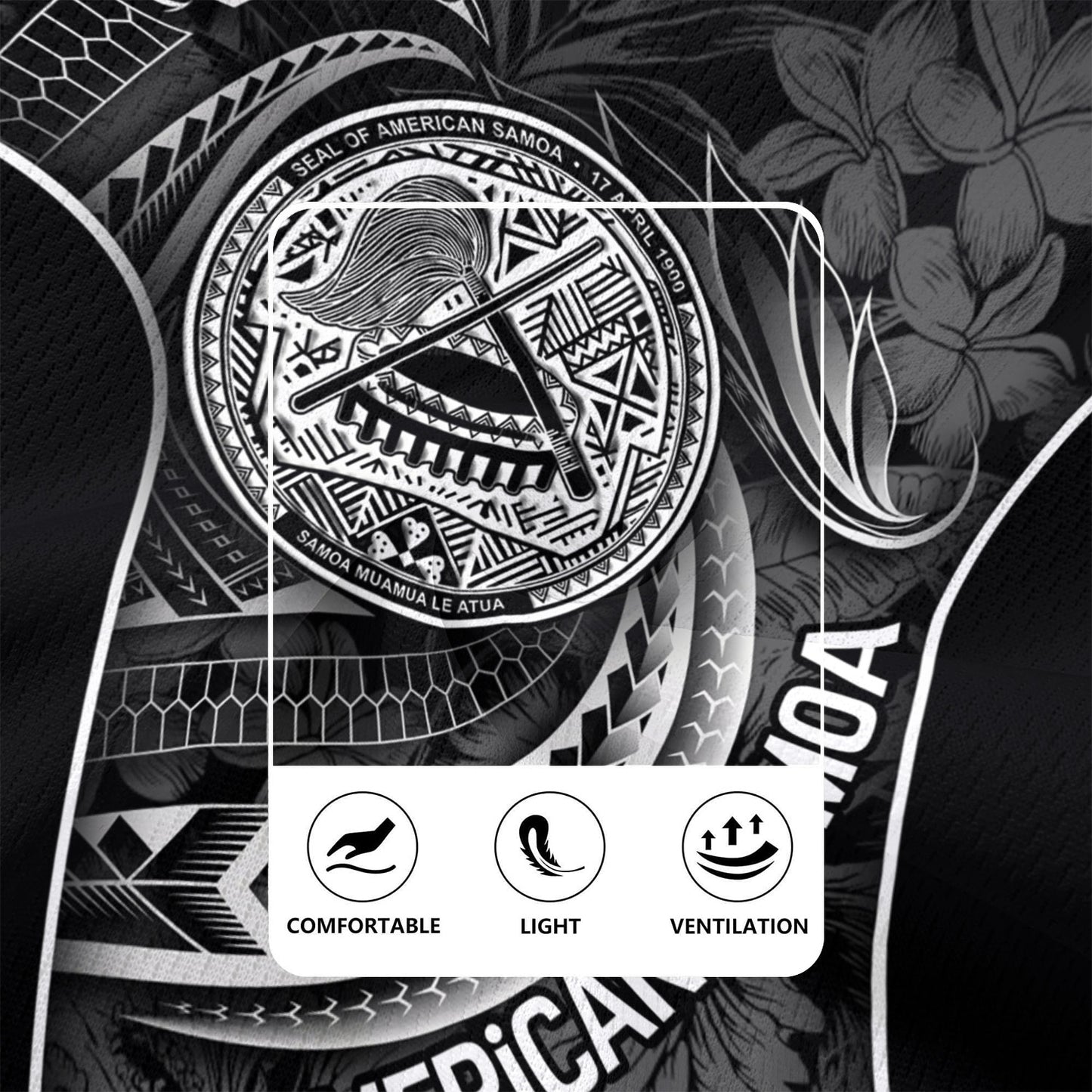 American Samoa Custom Personalised Rugby Jersey Seal Tribal Patterns Tropical Flowers Curve Style
