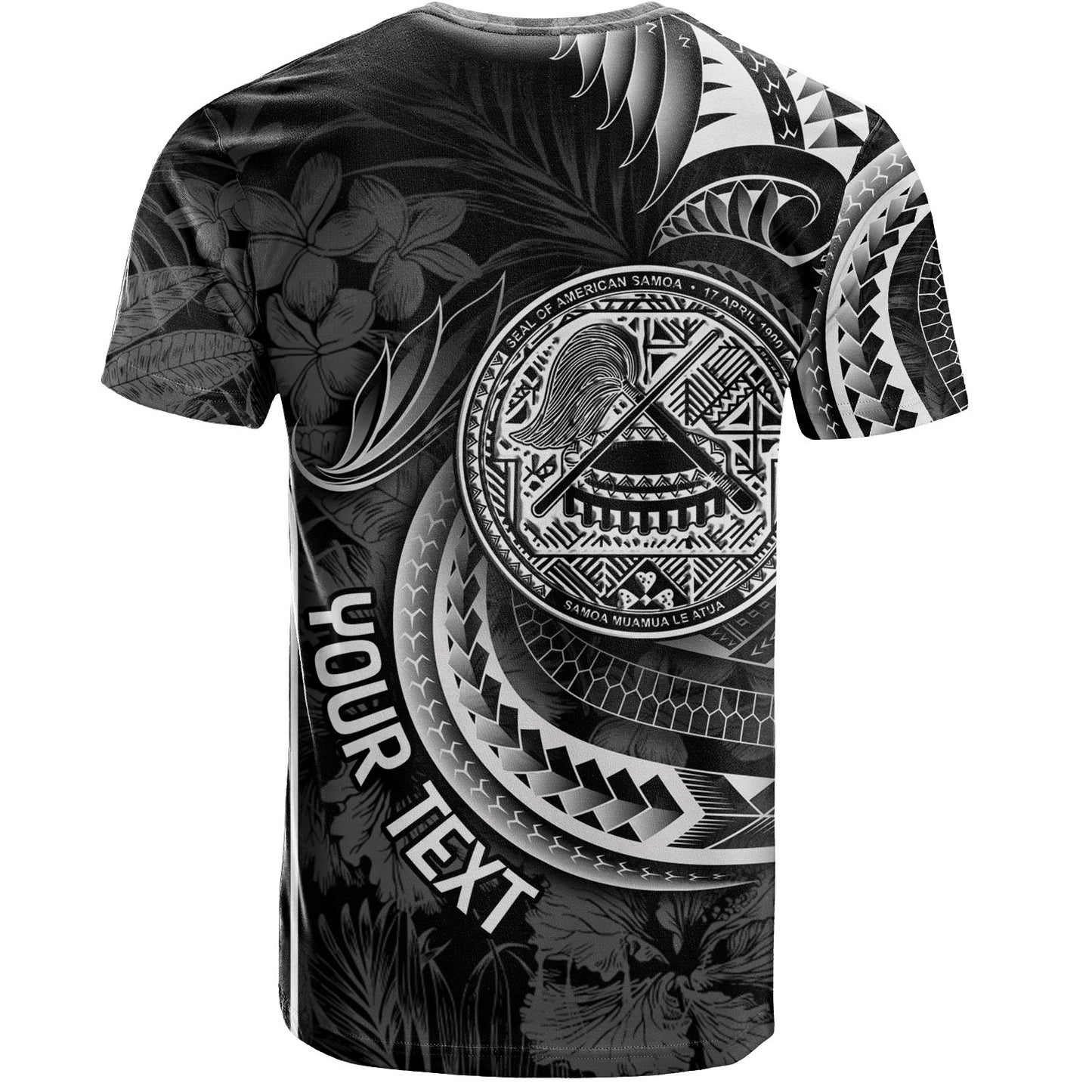 American Samoa Custom Personalised T-Shirt Seal Tribal Patterns Tropical Flowers Curve Style