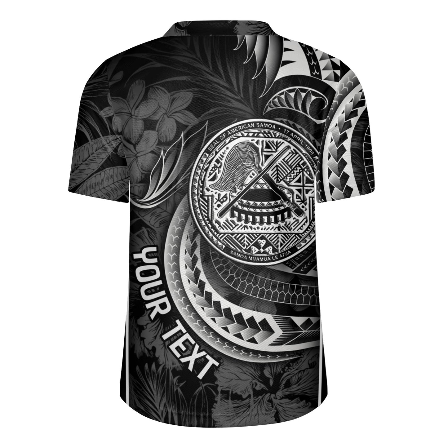 American Samoa Custom Personalised Rugby Jersey Seal Tribal Patterns Tropical Flowers Curve Style