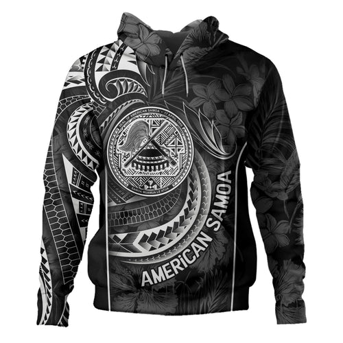 American Samoa Custom Personalised Hoodie Seal Tribal Patterns Tropical Flowers Curve Style