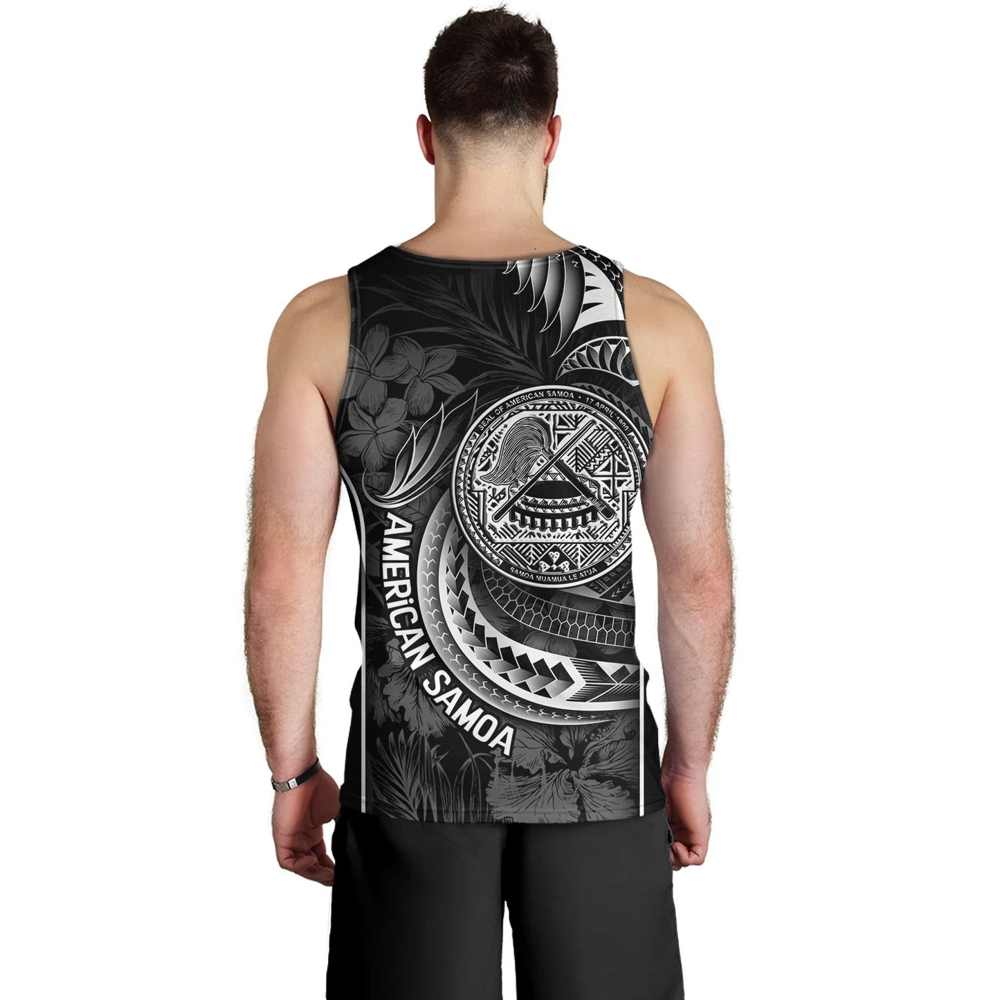 American Samoa Custom Personalised Tank Top Seal Tribal Patterns Tropical Flowers Curve Style