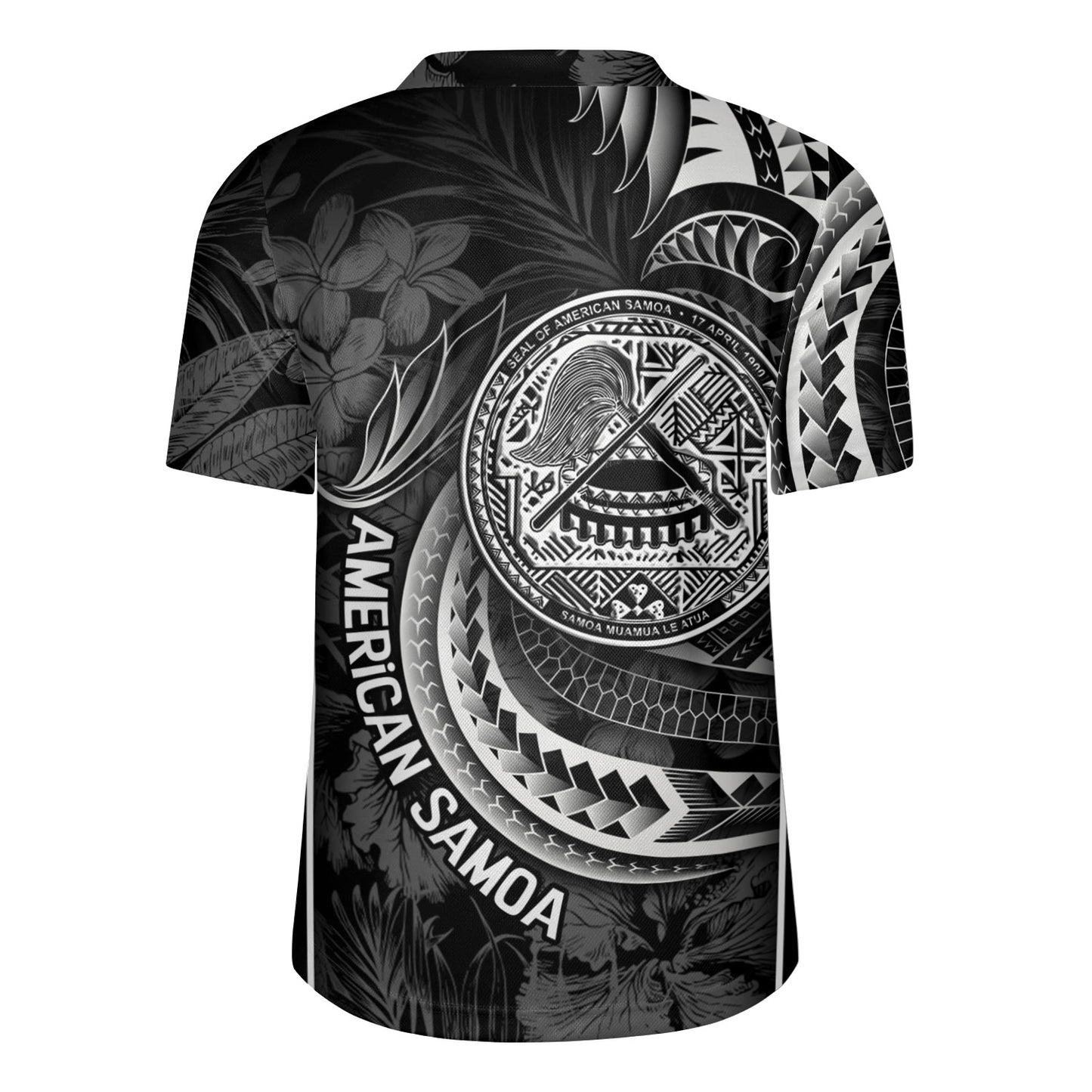 American Samoa Custom Personalised Rugby Jersey Seal Tribal Patterns Tropical Flowers Curve Style