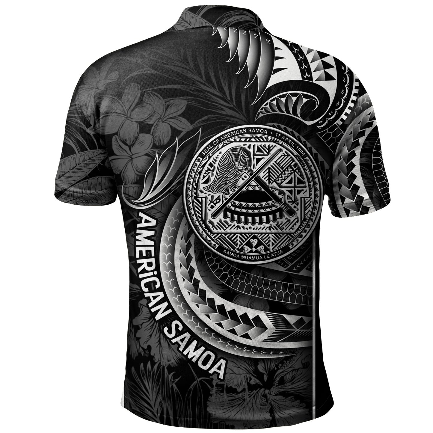 American Samoa Custom Personalised Polo Shirt Seal Tribal Patterns Tropical Flowers Curve Style