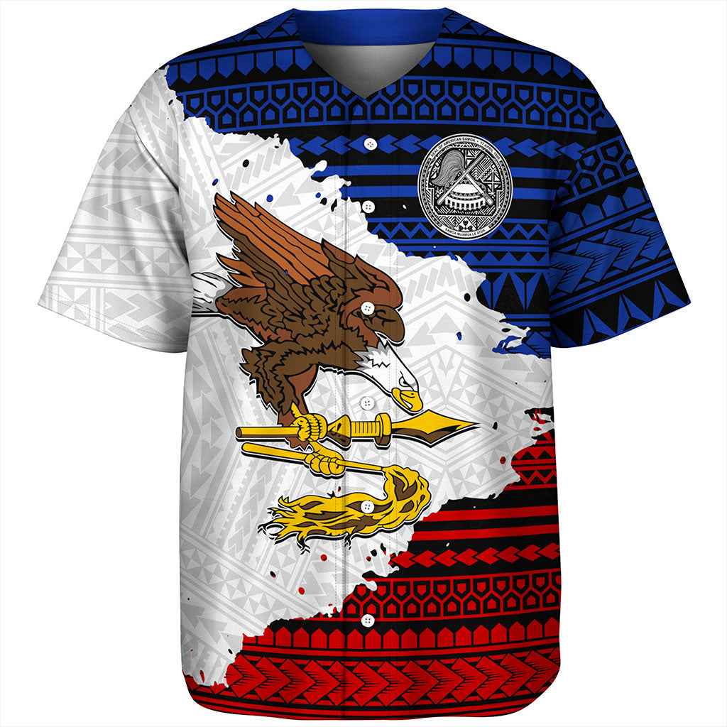 American Samoa Baseball Shirt Eagles Flag Grunge Style