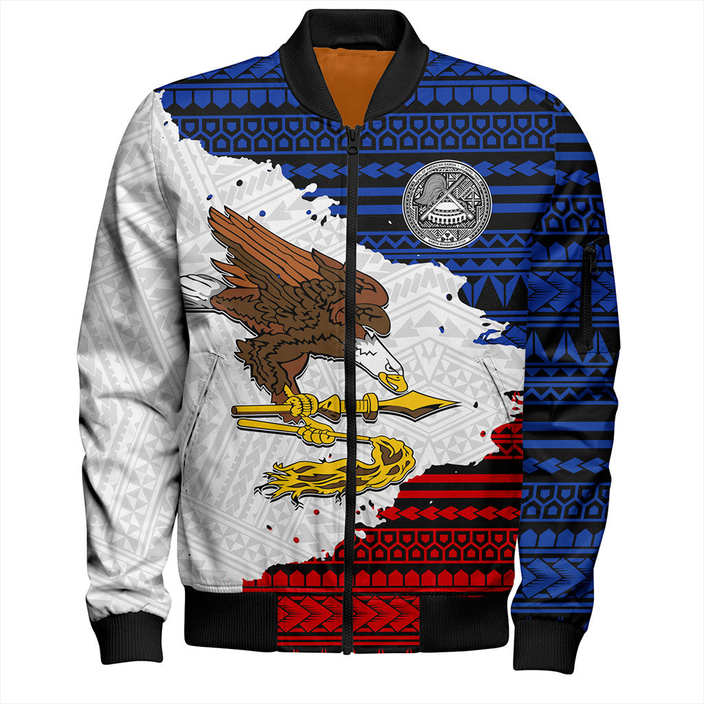American Samoa Bomber Jacket Eagles Flag Grunge Style