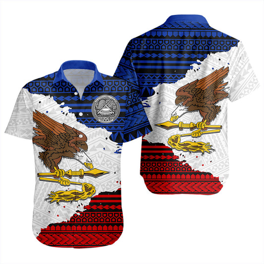 American Samoa Short Sleeve Shirt Eagles Flag Grunge Style