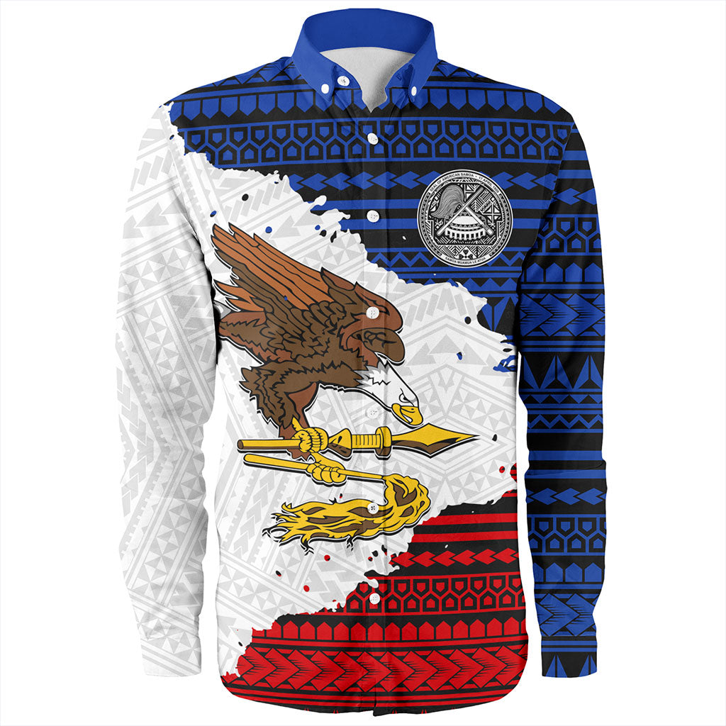 American Samoa Long Sleeve Shirt Eagles Flag Grunge Style