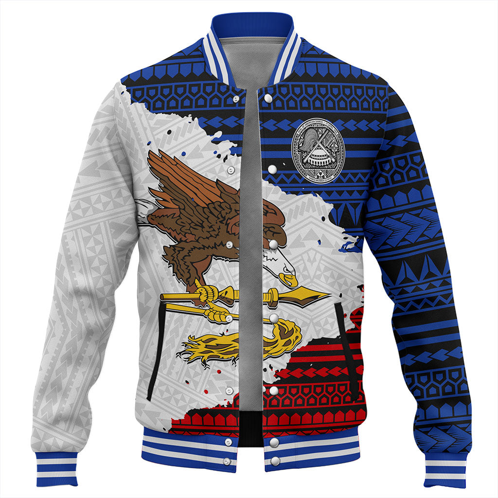 American Samoa Baseball Jacket Eagles Flag Grunge Style