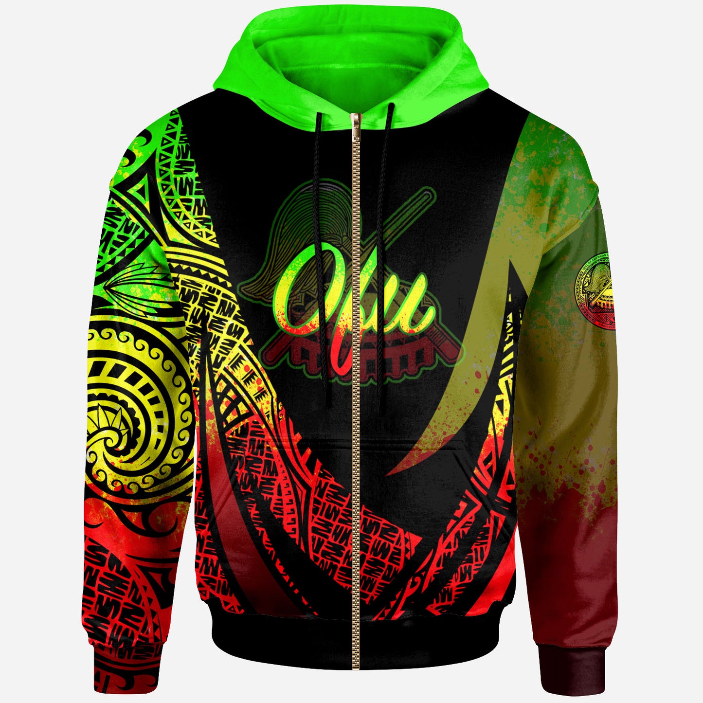 American Samoa Hoodie - Manu'a Ofu Polynesian Reggae Patterns Sport Style
