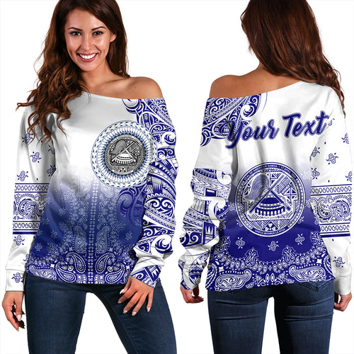 Samoa Off Shoulder Sweatshirt Custom American Samoa Pattern With Paisley Style