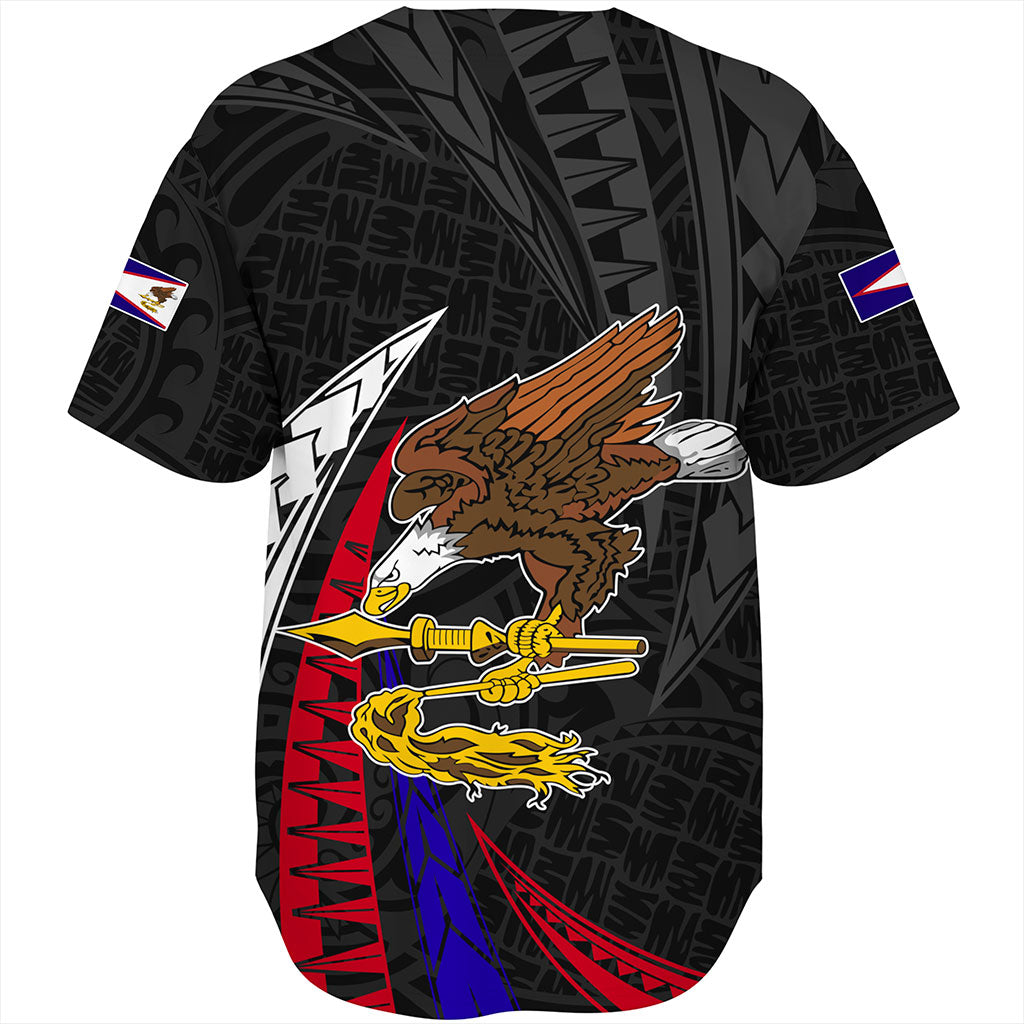 American Samoa Baseball Shirt Polynesia Tribal Wave
