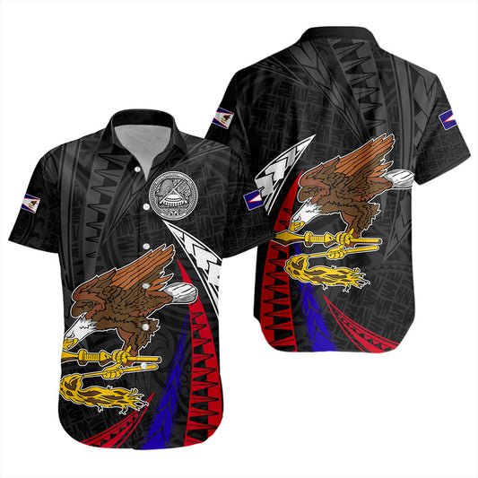 American Samoa Short Sleeve Shirt Polynesia Tribal Wave