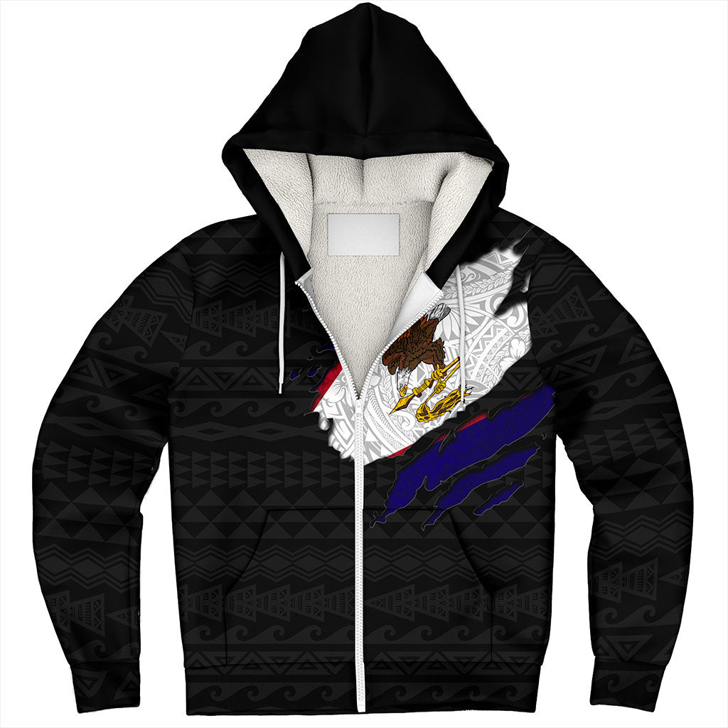 American Samoa Sherpa Hoodie Tribal Polynesia Flag Crack Style