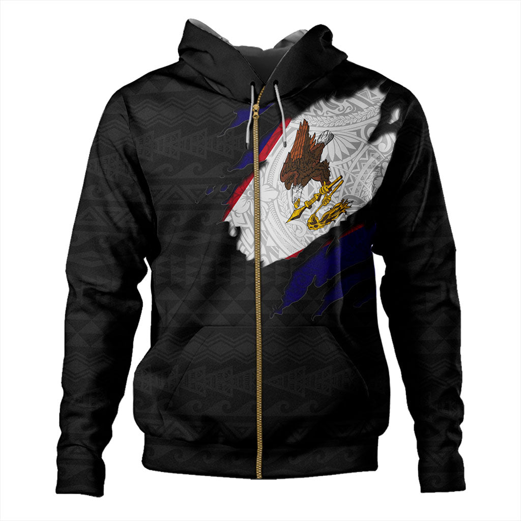 American Samoa Hoodie Tribal Polynesia Flag Crack Style