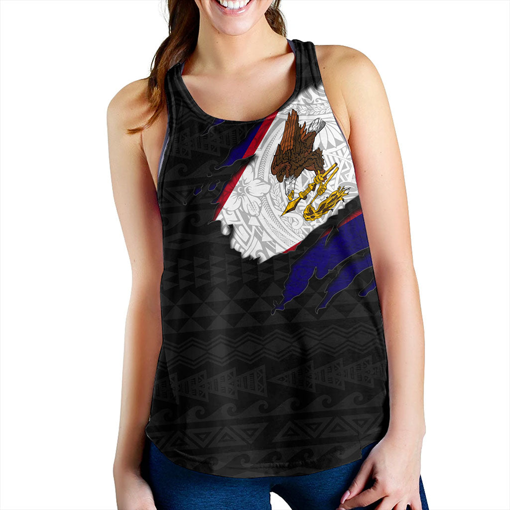 American Samoa Women Tank Tribal Polynesia Flag Crack Style