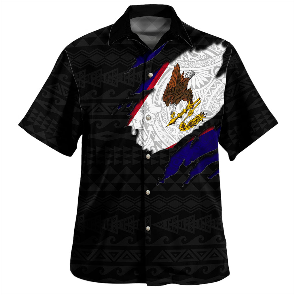 American Samoa Hawaiian Shirt Tribal Polynesia Flag Crack Style