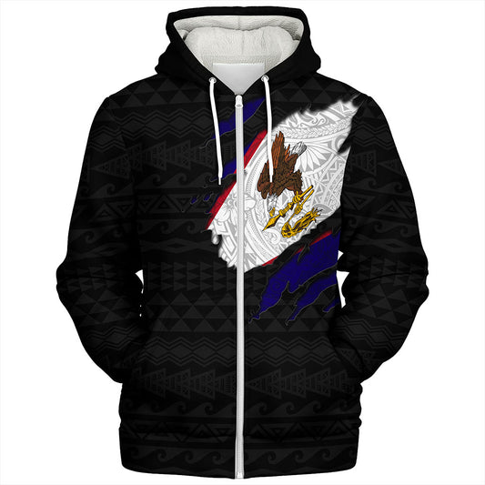 American Samoa Sherpa Hoodie Tribal Polynesia Flag Crack Style