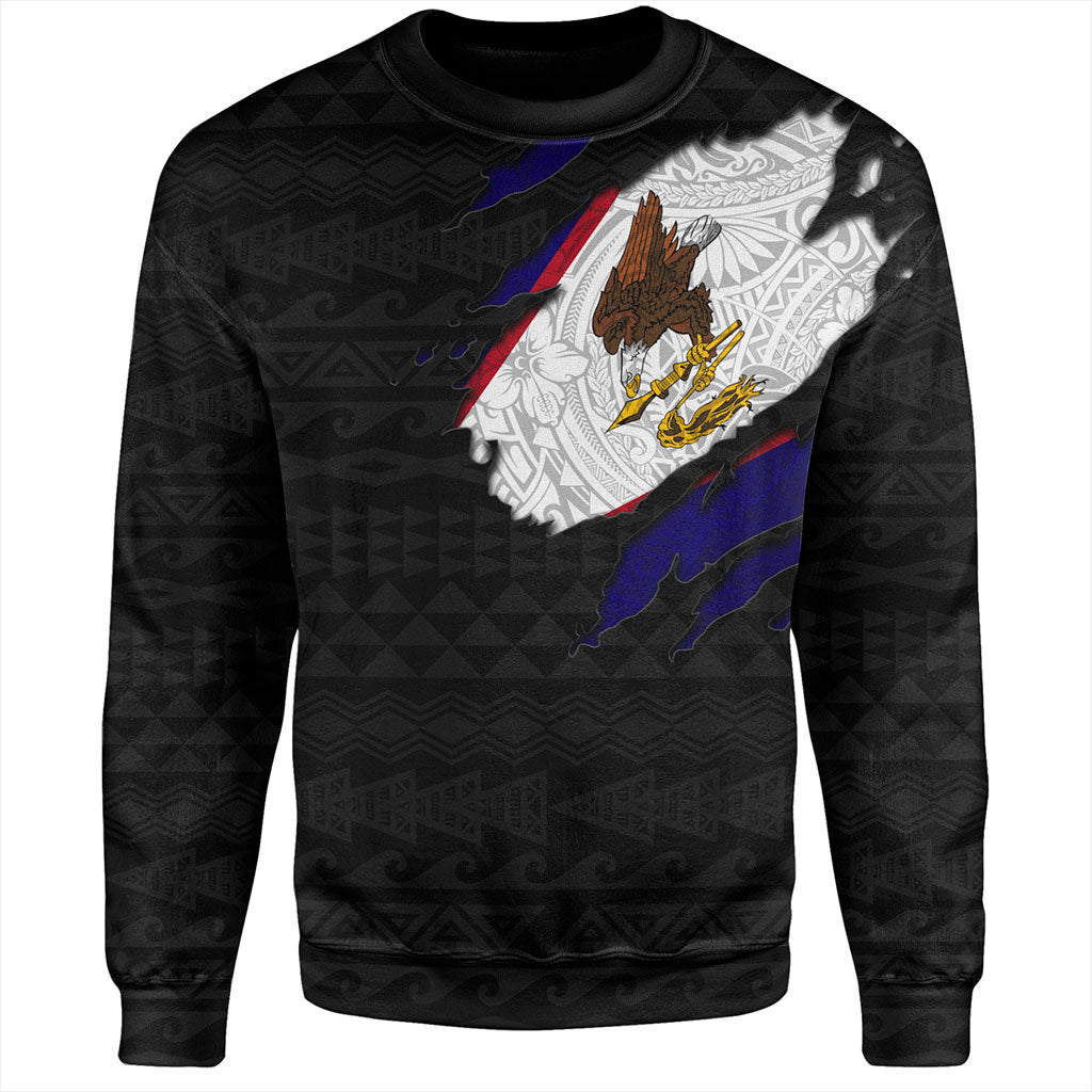 American Samoa Sweatshirt Tribal Polynesia Flag Crack Style