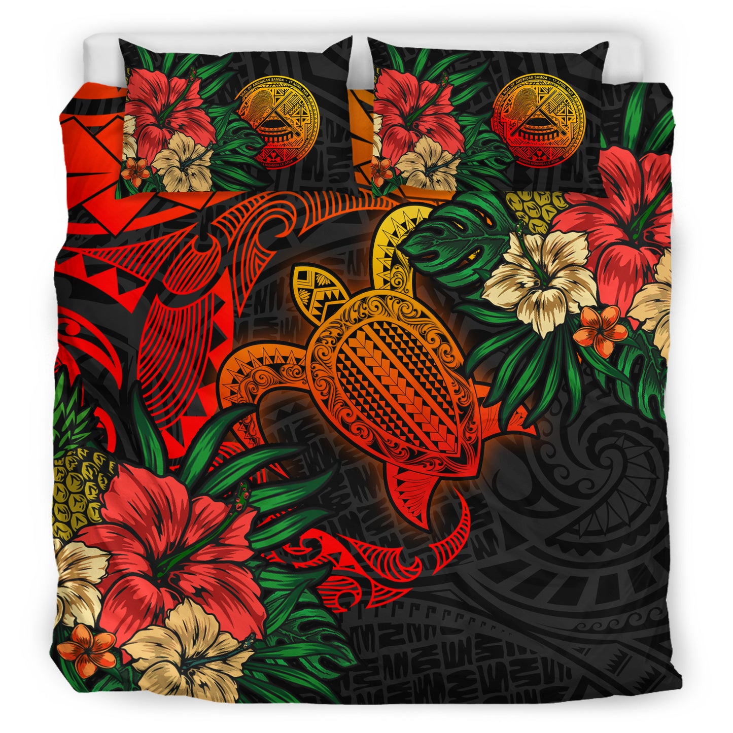 Samoa Bedding Set - American Samoa Polynesian Turtle Tropical Bedding Set