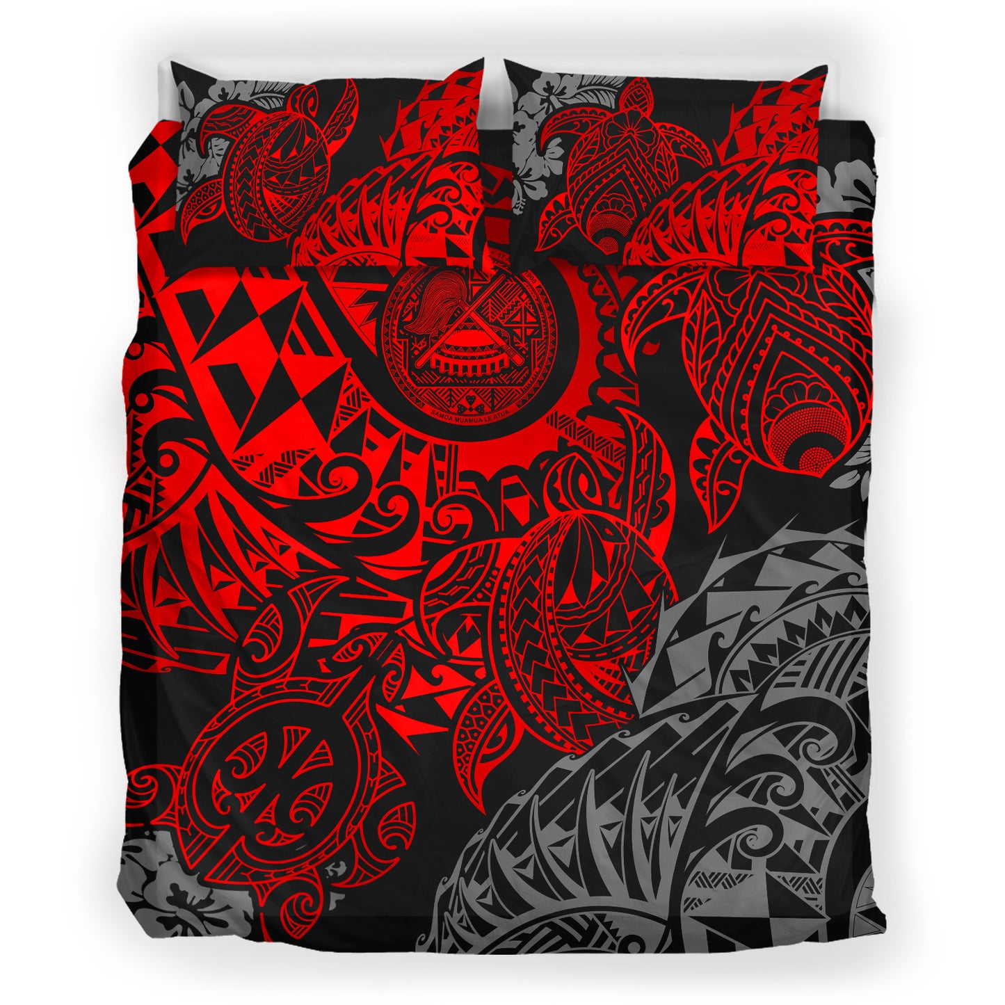 American Samoa Bedding Set - Red Turtle Hibiscus Flowing