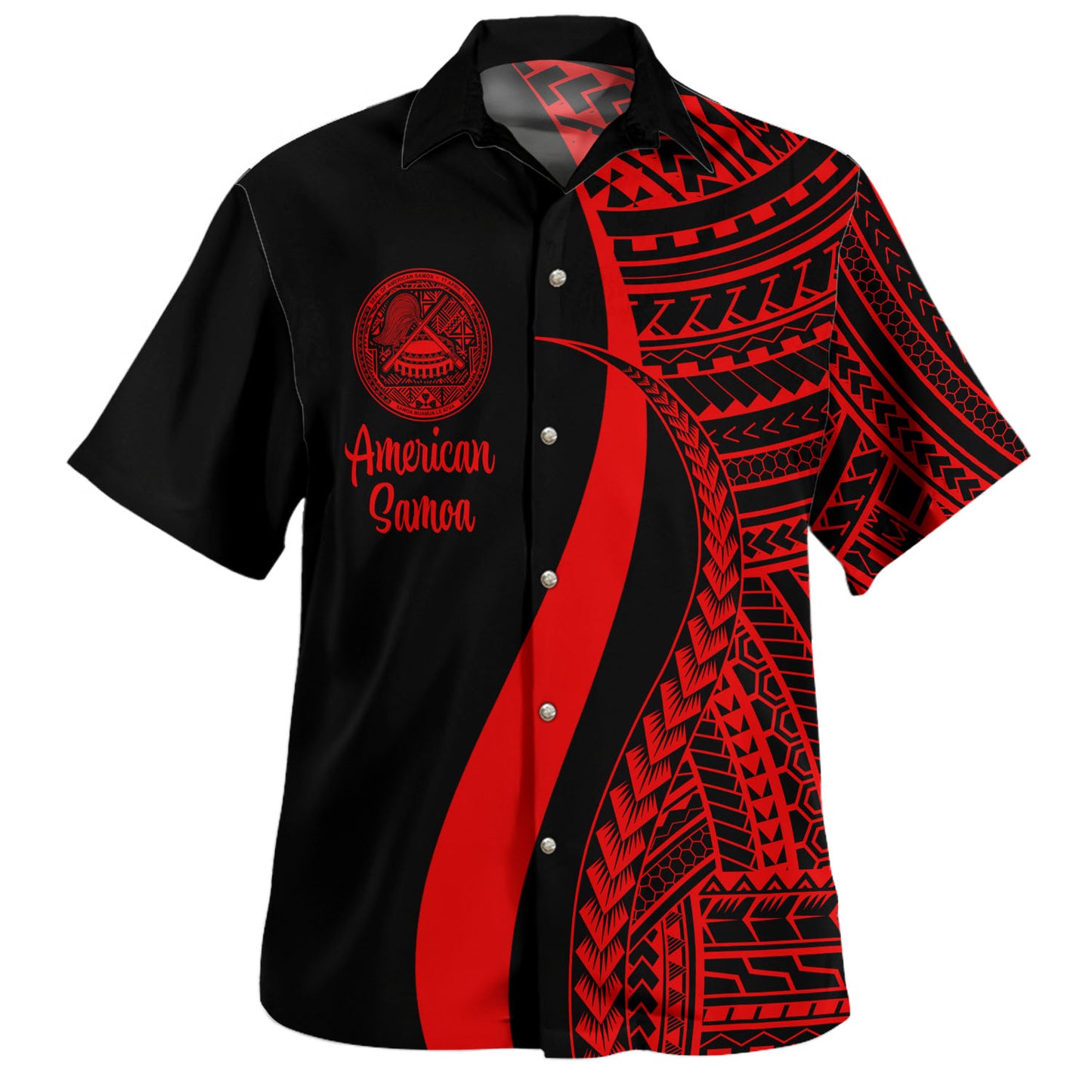 American Samoa Combo Dress And Shirt - Polynesian Tentacle Tribal Pattern Red