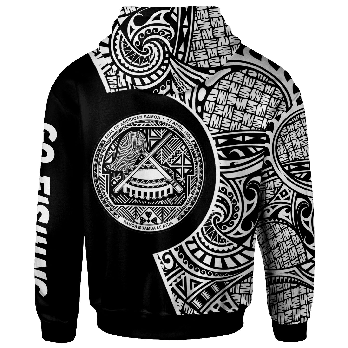 American Samoa  Hoodie - Hook Tattoo Black Color