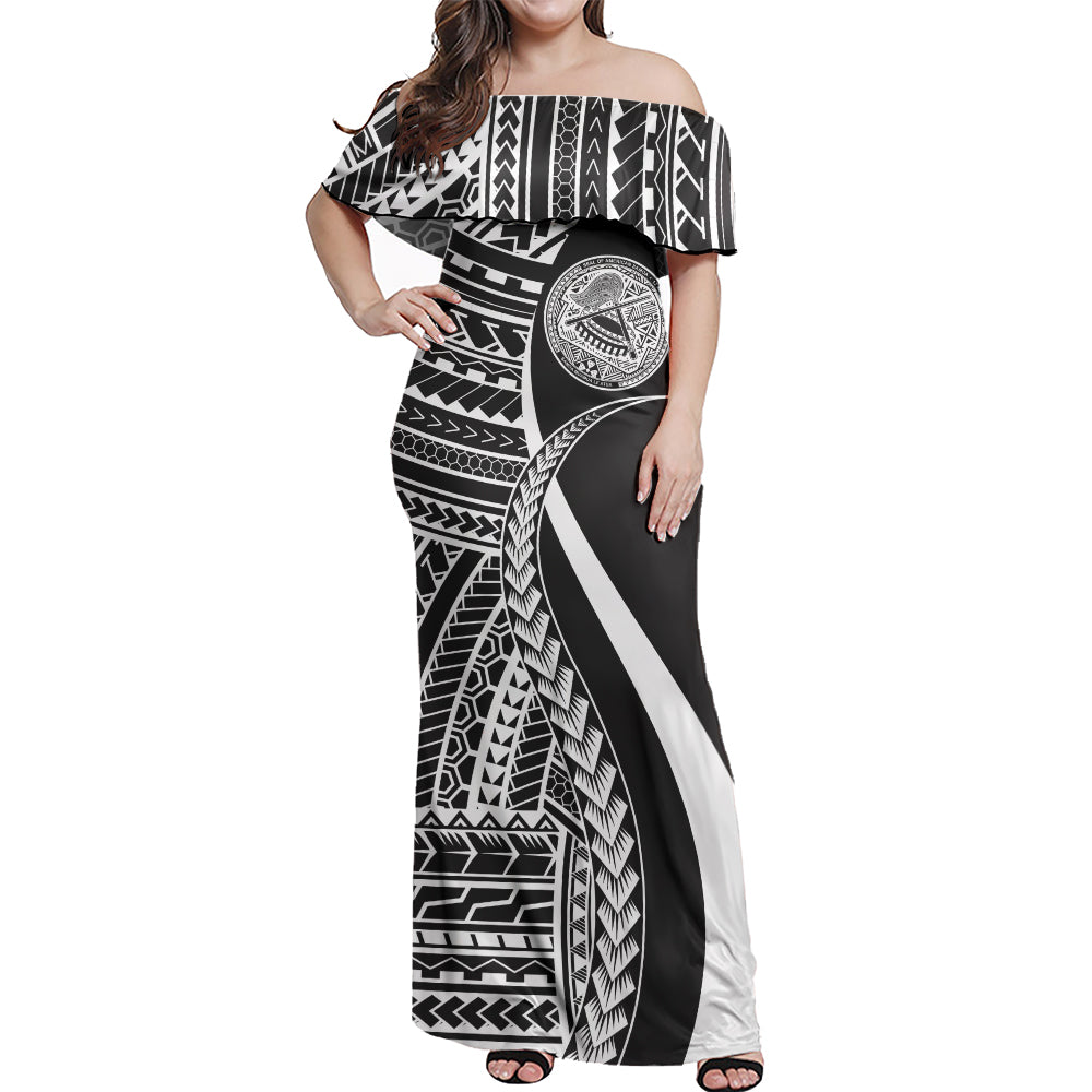 American Samoa Combo Dress And Shirt - Polynesian Tentacle Tribal Pattern White