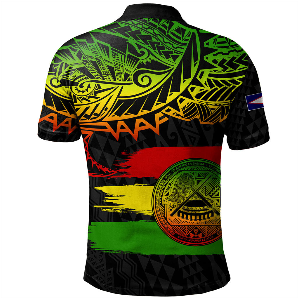 American Samoa Polo Shirt Tribal Polynesian Grunge Reggae