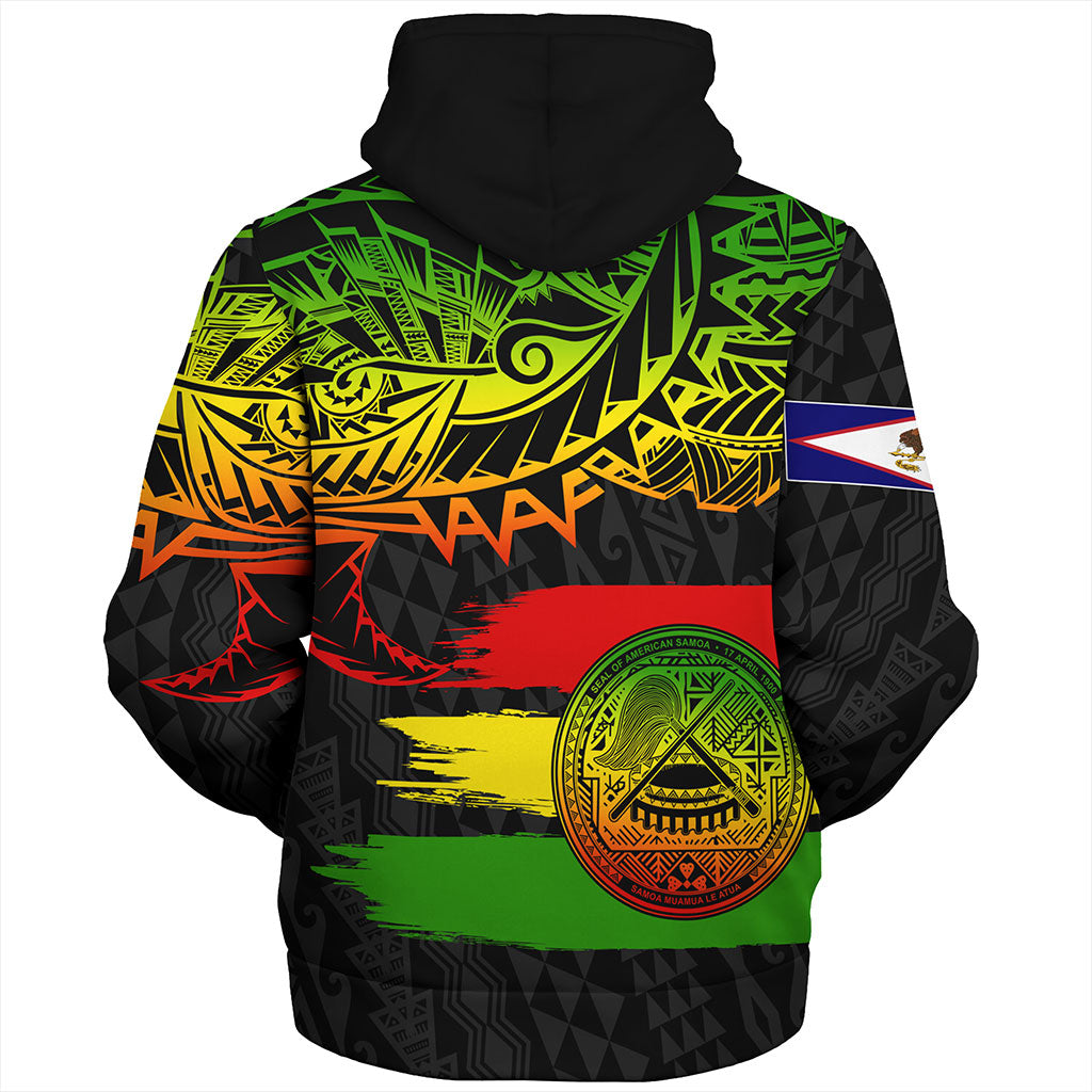 American Samoa Sherpa Hoodie Tribal Polynesian Grunge Reggae