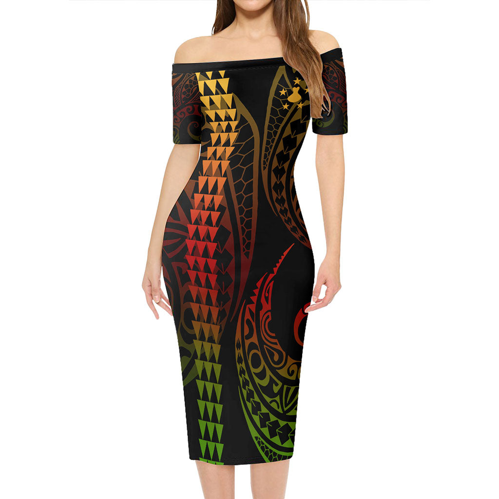 Austral Islands Combo Short Sleeve Dress And Shirt Kakau Style Reggae