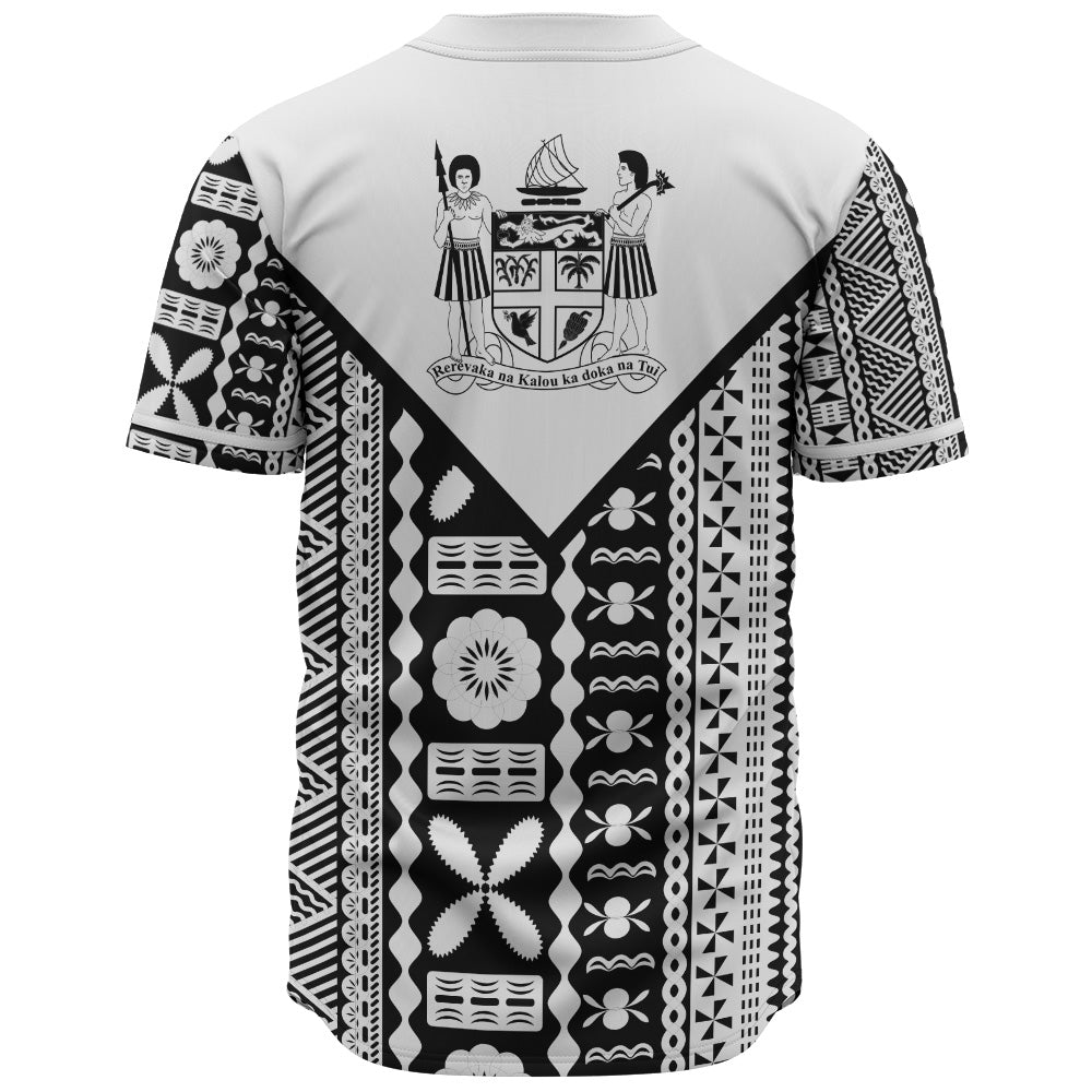 Fiji Rugby Tapa Baseball Shirt Fiji Flag Coat Of Arms Pattern