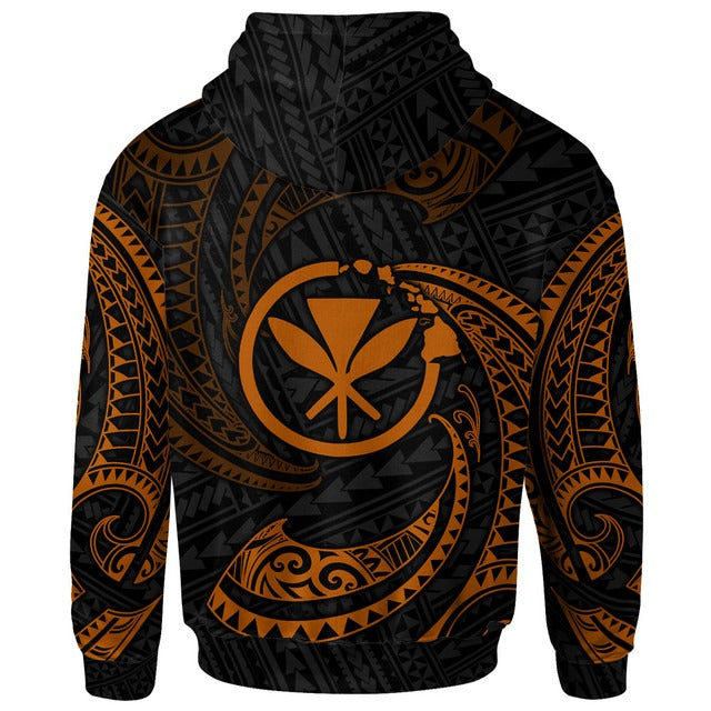 Hawaii Polynesian Hoodie - Gold Tribal Wave