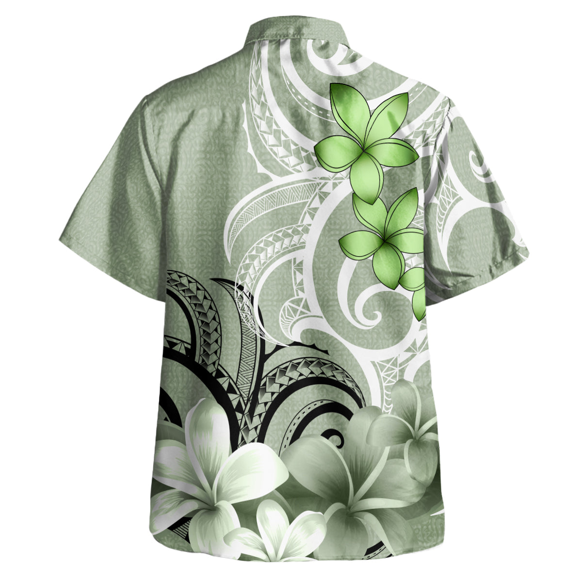 Nauru Custom Personalised Hawaiian Shirt Polynesian Floral Spirit Sage Green