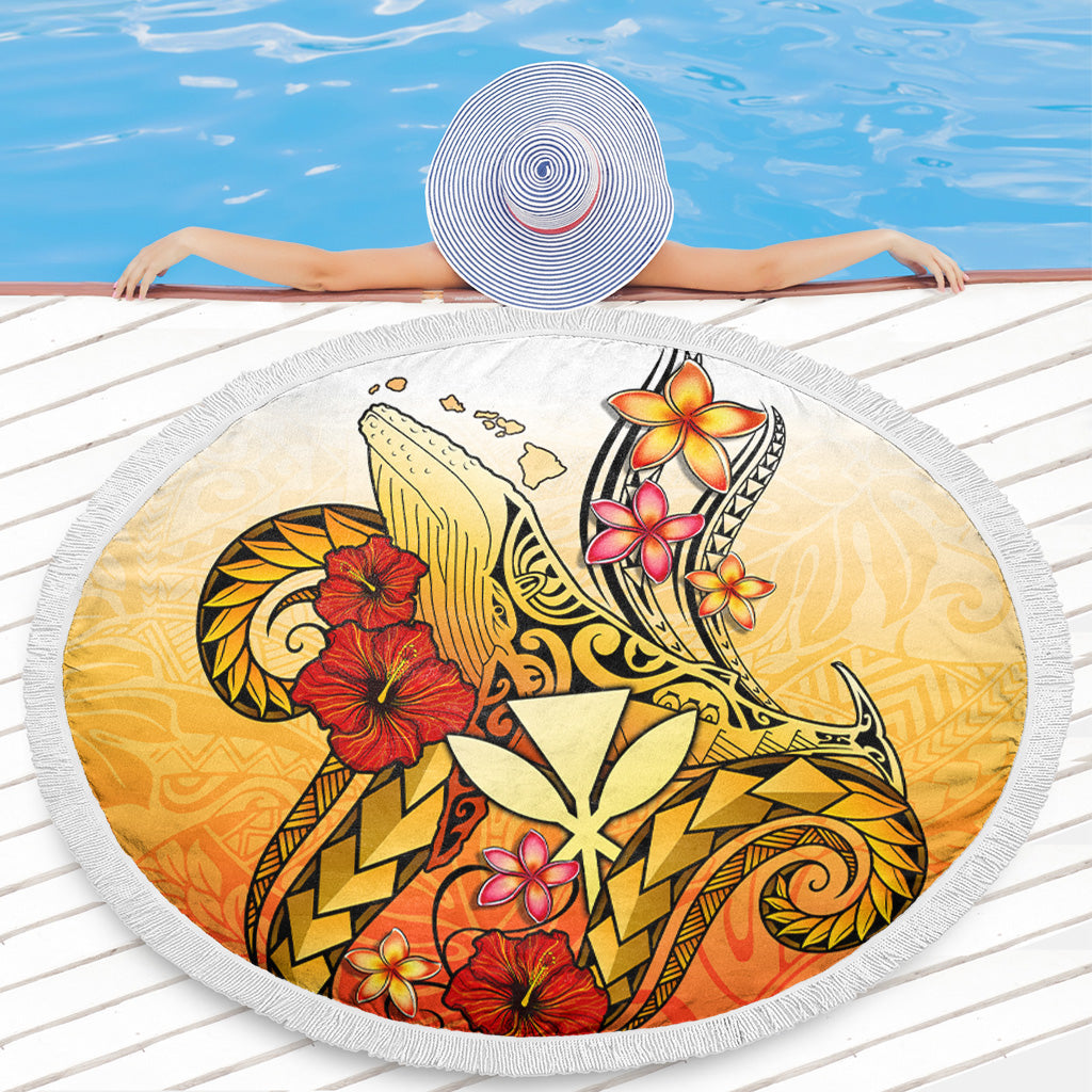 Hawaii Beach Blanket Humpback Whale with Hibiscus Plumeria