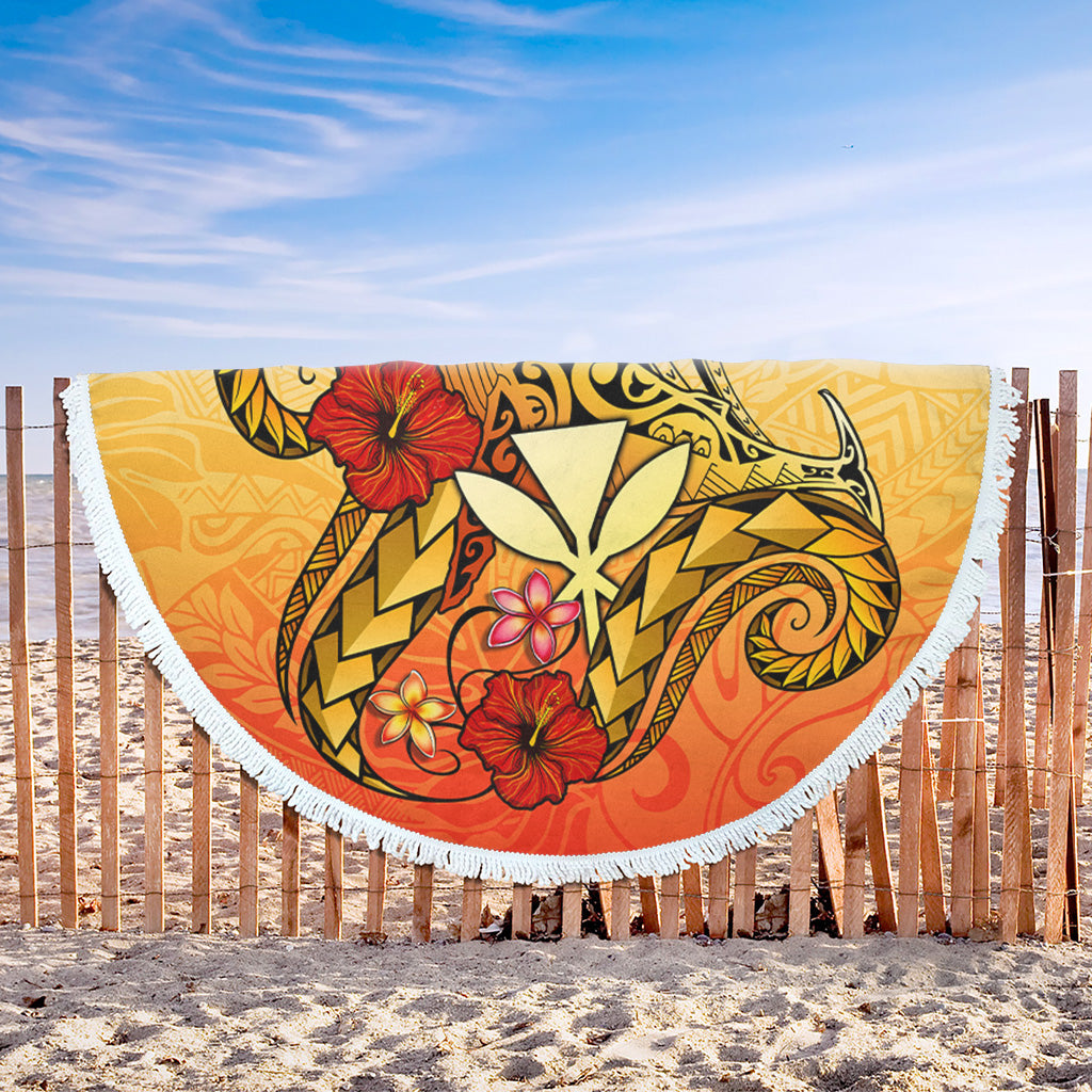 Hawaii Beach Blanket Humpback Whale with Hibiscus Plumeria