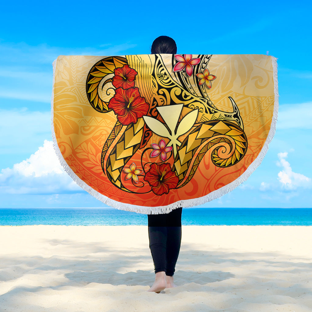 Hawaii Beach Blanket Humpback Whale with Hibiscus Plumeria