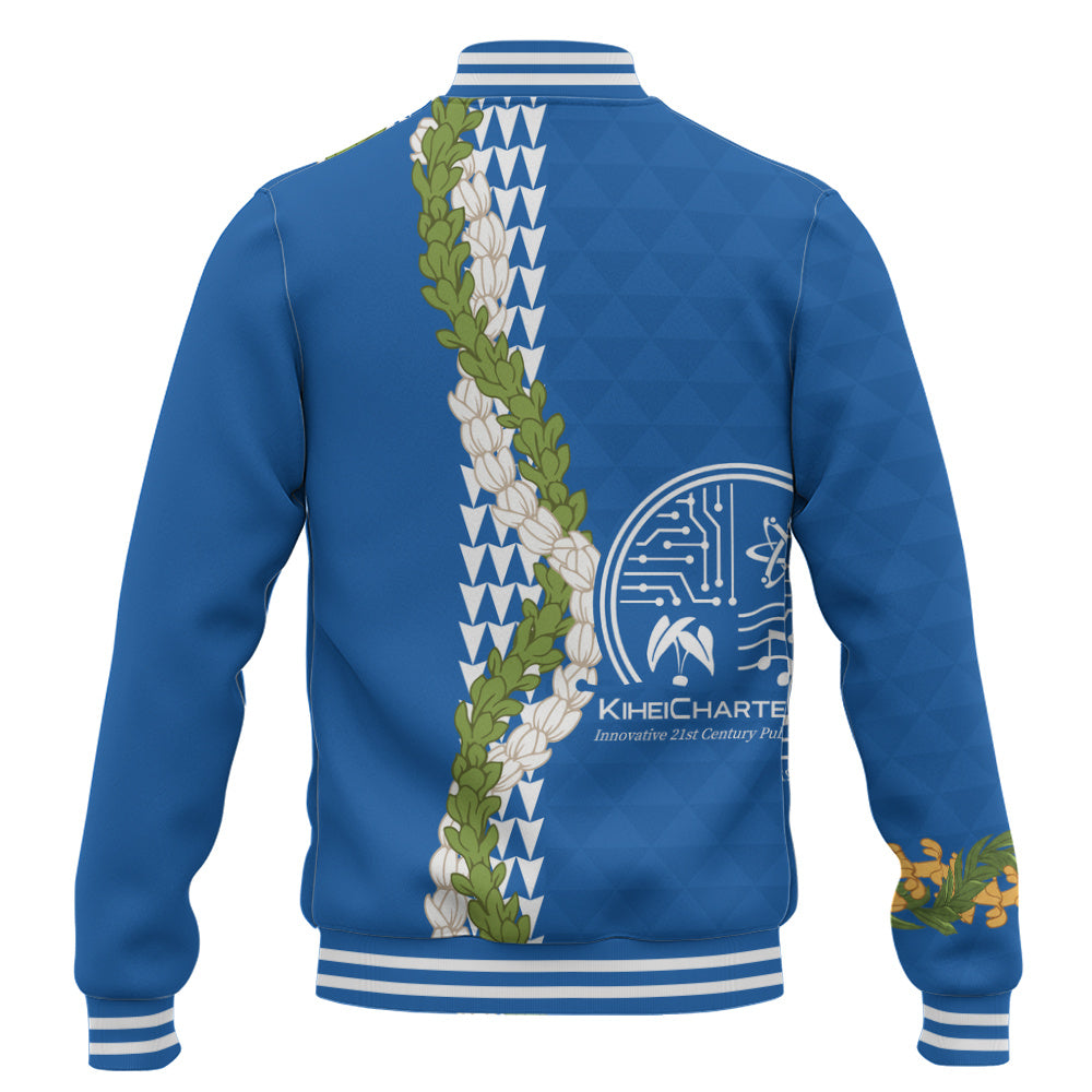Kihei Charter School Baseball Jacket Puakenikeni Maile Flower Lei
